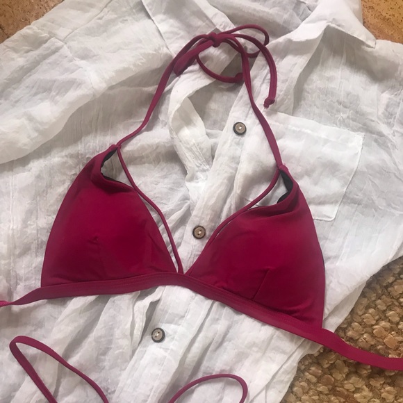 Cupshe War at Beach Halter Bikini Set in Wine - Picture 7 of 7
